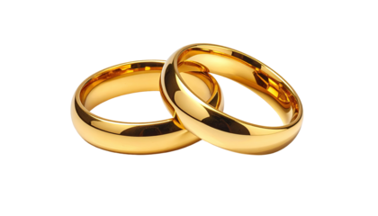 Two golden wedding rings overlapping