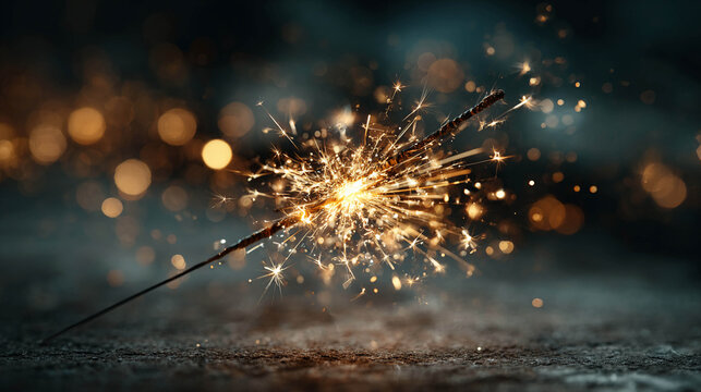 Sparklers lit up. For themes related to holidays, fireworks, and amazing moments and events.