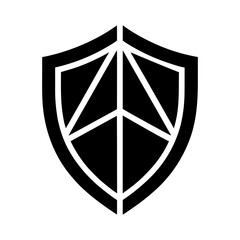 Shield with geometric pattern silhouette modern defense symbol vector elegant minimal design with white background