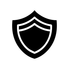 Shield with layered design silhouette strong defense emblem vector minimal protection design with white background