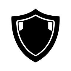 Silhouette winning shield badge icon simple victory emblem vector clean minimal award design with white background