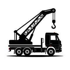 Naklejka premium Dark profile of a truck with crane