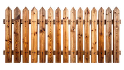 Wooden picket fence, weathered brown