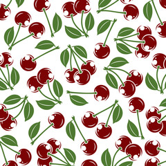 Cherry pattern background set set. Collection icon cherry. Vector