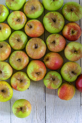 British Apples on a flat rustic table