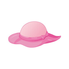 Fototapeta premium Vector illustration Pink wide brim hat with ribbon and bow detail