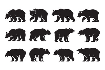 ursidae silhouette pack walking standing roaring poses scalable vector ai eps