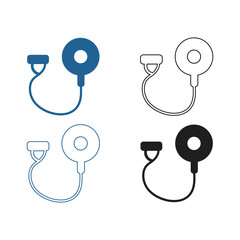 Set of four different style icons representing a dog leash and collar attachment