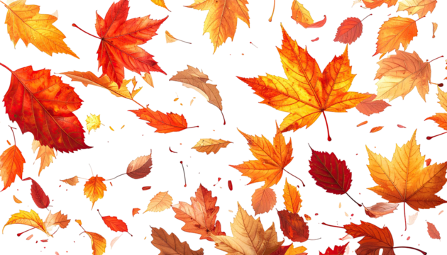 Vibrant autumn leaves scattered across a dark background.  A profusion of various shades of red, orange, and yellow leaves fill the image, creating a rich fall scene