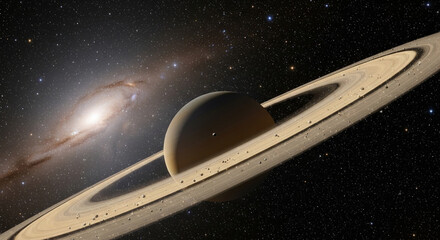 Saturn's Majestic Rings Against a Cosmic Tapestry