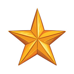 Obraz premium Vector illustration Golden five pointed star with sharp edges and highlights yellow