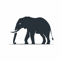 Fototapeta premium Elegant walking elephant silhouette vector graphic. Simple and bold icon design for a logo or emblem, isolated on a white background