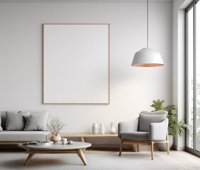 Fototapeta premium Empty frame mockup in a clean and beautiful interior.