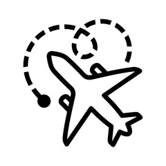 Plane is flying along the route graphic design