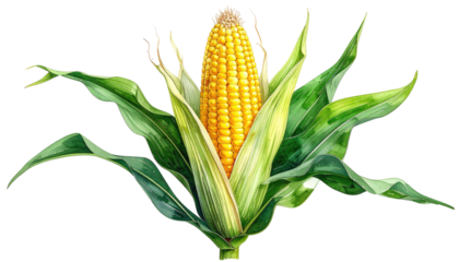Detailed illustration of an ear of corn