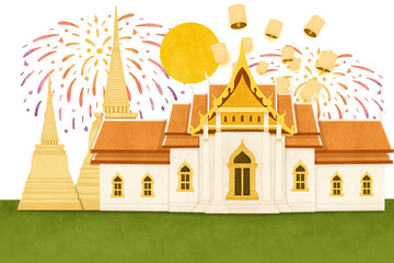 illustration of Thai temple