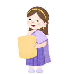 illustration of children with sky lantern for Yi Peng