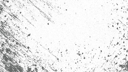 Gray splatters and streaks on white background grunge