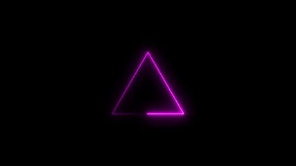Glowing neon triangle abstract geometric shape pulsating light effect dark background futuristic - Powered by Adobe