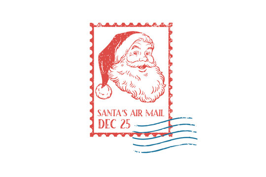 Santa’s Airmail with Santa Claus Portrait Stamp Design