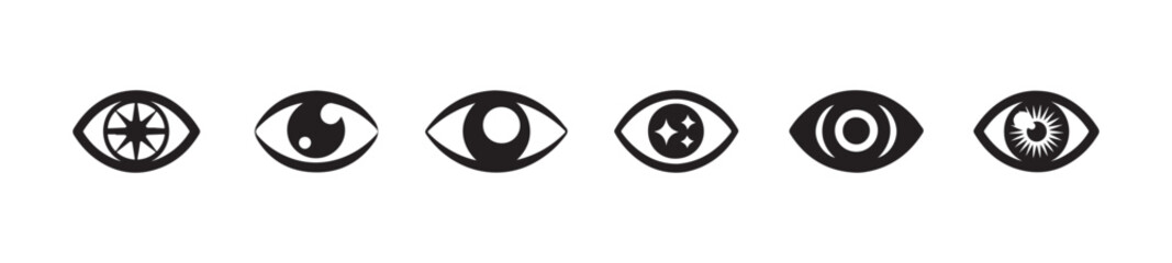 Open and close eyes images, view and eye vector linear icon set, eye symbol, vision symbol, retina scan eye icons,  vector illustration EPS 10.