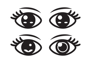 Eye icon set, simple eyes collection, stylized eye icons with various expressions, retina scan eye icons. simple eyes collection vector illustration EPS 10.