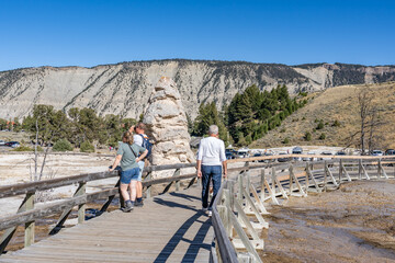 Mammoth Hot Springs, Yellowstone National Park , Wyoming. Hydrothermal System. calcium-carbonate waters. Terrace