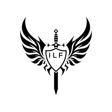 Winged Sword and Shield Logo with ILF Letters, ILF Later Logo, Heraldic Emblem, Black and White Vector Design

ILF logo, emblem, ILF heraldic, crest, ILF sword, shield, wings, ILF warrior, knight, ILF