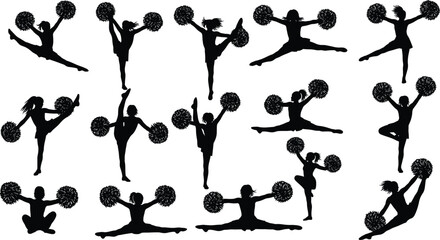 Silhouette of man and woman golfers giving high five, sports teamwork, outdoor golf players, athletic couple, friendship, fitness, lifestyle, celebration, victory