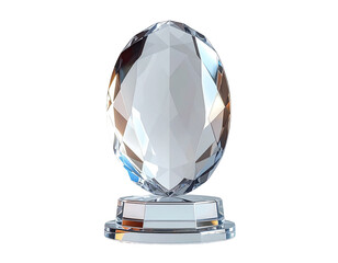 Clear, faceted, oval trophy/award with a pedestal base