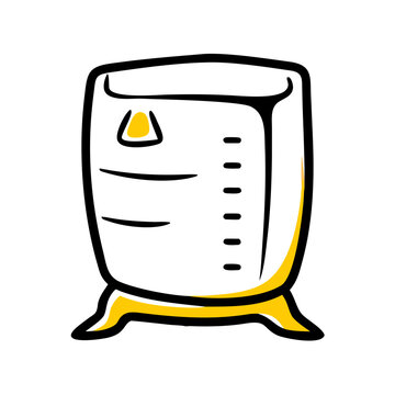 Cartoon-style intermediate bulk container in white and yellow colors  