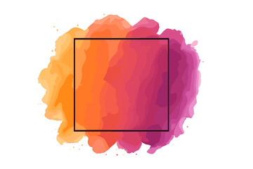 Watercolor banner background. Art abstract brush paint texture design. Acrylic stroke over square frame vector illustration. Perfect for headline, logo, and sale.