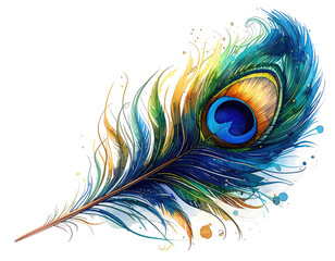 Vibrant peacock feather illustration
