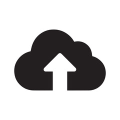 A Stylized Black and White Cloud with an Arrow Pointing Upwards Represents Data Upload to Cloud Storage Services