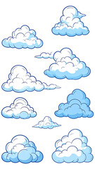 Cartoon clouds in various shapes and sizes