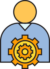 Human and Gear Mechanism Icon
