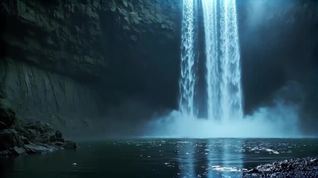 Majestic Waterfall in Cave Serene Video Captures Natural Beauty