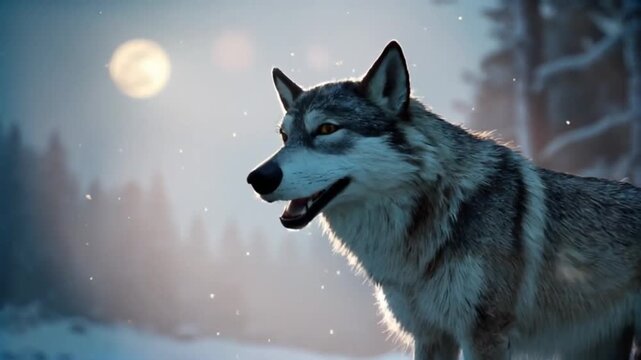 Majestic Wolf Video A Cinematic Winter Scene Under the Moonlight