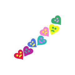 Colorful Hand-Drawn Heart Emojis Vector - Transparent Happy and Sad Mood Doodle Paint Brush Elements