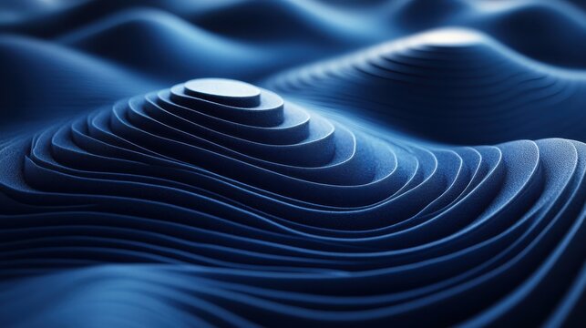 Abstract Blue Waves with Layers and Curves in Soft Textured Design