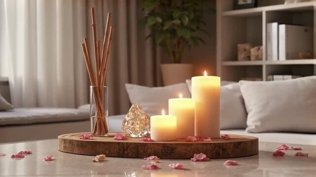 Cozy Candles and Diffuser Relaxing Video for Home Ambiance and Comfort