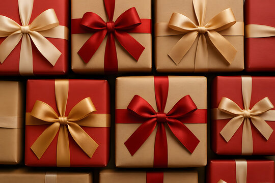 Caixas de presentes com la&ccedil;o. 