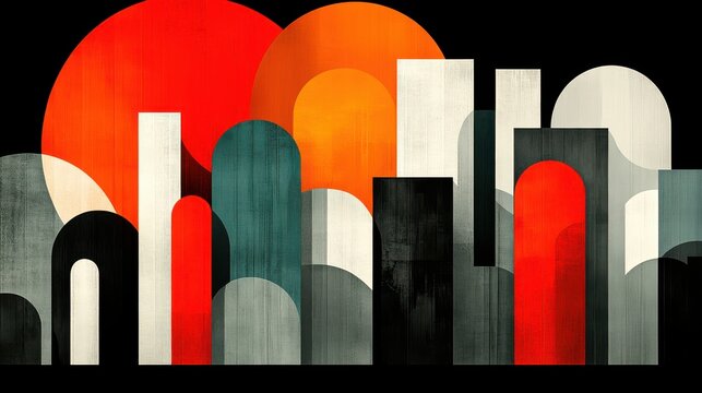 Abstract Geometric Art with Bold Colors and Shapes for Modern Aesthetics