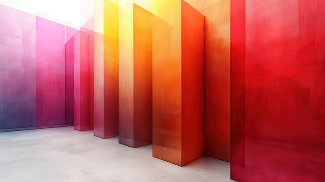 Vibrant Colorful Abstract Art Installation with Vertical Panels