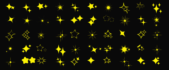 Star Sparkle icon Collection, Vector Design of Decorative Elements. shiny twinkle allow star