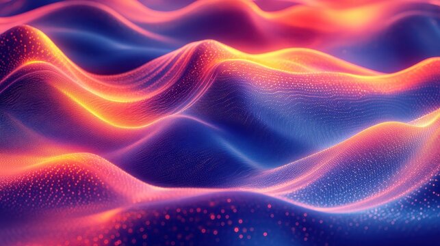 Abstract Colorful Waves with Glowing Light Patterns and Textures