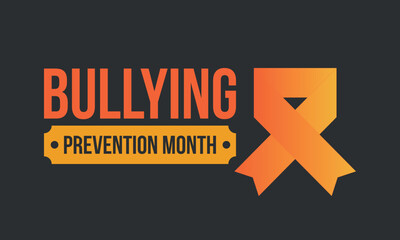 National Bullying Prevention Month in October. Stop bullying. Annual nationwide campaign to keep all youth safe from bullying. Orange color. Poster, card, banner, background. Vector illustration