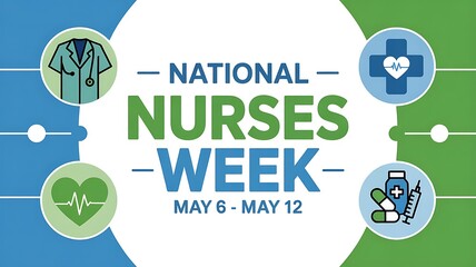 Celebrating national nurses week may 6th to may 12th with medical icons and appreciation for healthcare professionals