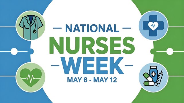Celebrating national nurses week may 6th to may 12th with medical icons and appreciation for healthcare professionals