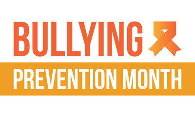 National Bullying Prevention Month in October. Stop bullying. Annual nationwide campaign to keep all youth safe from bullying. Orange color. Poster, card, banner, background. Vector illustration